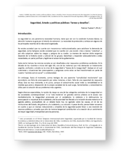 Seguridad, Estado y políticas públicas: tareas y desafíos